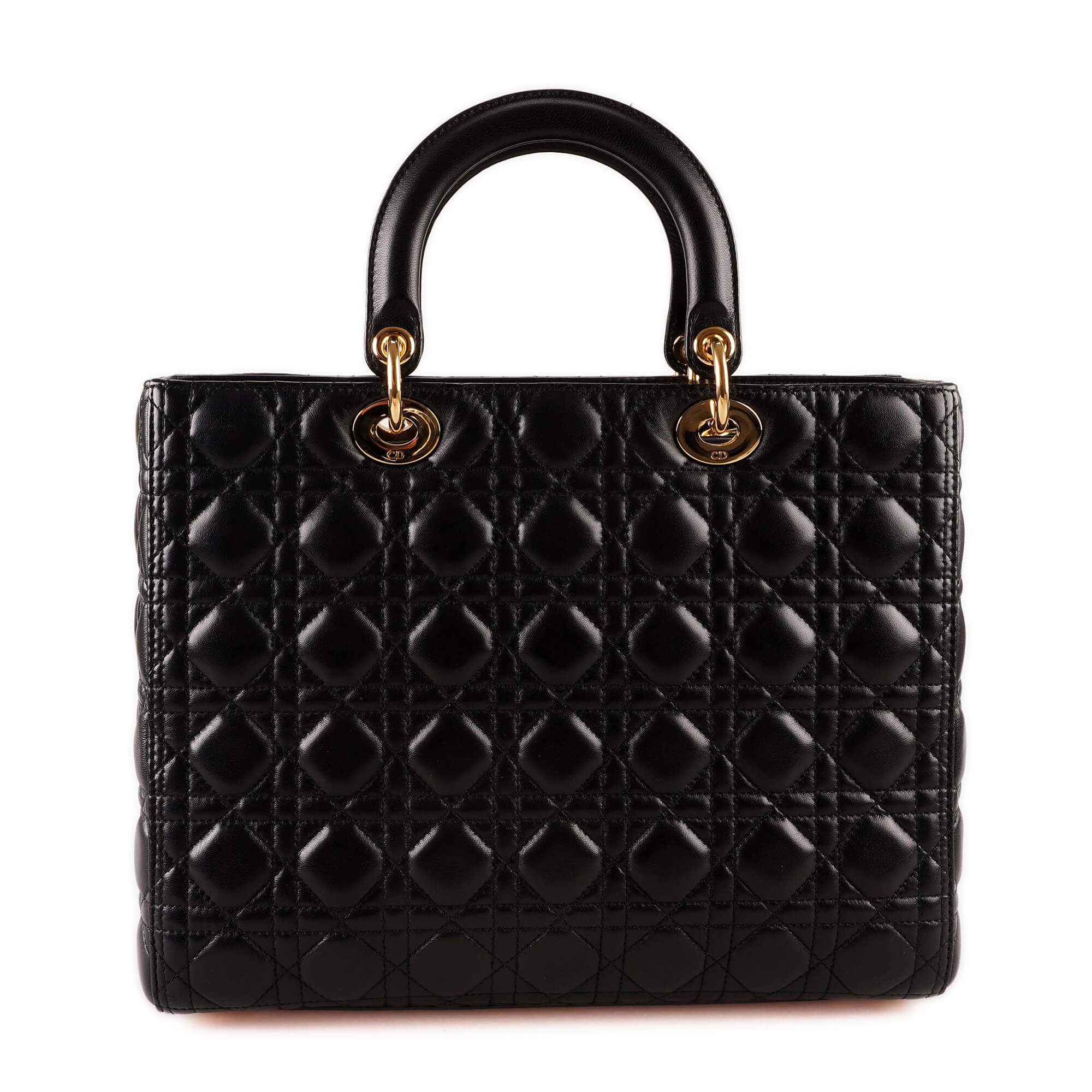 Christian Dior - Black Cannage Lambskin Leather Medium Lady Dior Bag 
